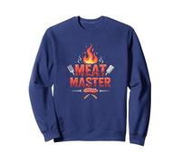 King of The Grill : Smokin' Meats BBQ Royalty Sweatshirt, Unisexe pour Adultes, Bleu Marine, S