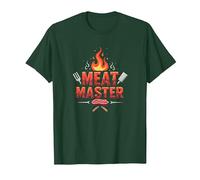 King of The Grill : Smokin' Meats BBQ Royalty T-Shirt, Homme, Vert Forêt, M
