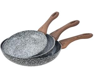 King Poêle Hoff Set de poêles 3 pièces 20/24/28 cm Granit Wood Line KH de 1030