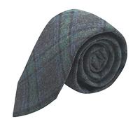 King & Priory Cravate à carreaux gris foncé et vert en tweed, tartan, carreaux