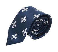 King & Priory Cravate brodée à chevrons Motif fleur de lys Bleu marine, bleu, taille unique