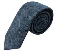 King & Priory Cravate de luxe en tweed à chevrons pour homme Bleu denim, bleu, taille unique