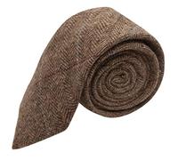 King & Priory Cravate de luxe Herringbone Tweed marron
