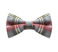 King & Priory Gris Clair & Rouge Traditionnel Tartan Noeud Papillon Cravate