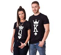 King Queen Couple T-Shirts pour Homme Femme Couple Tee Shirt Roi Reine Imprimé 01 Tops à Manches Courtes Chemise Casual Été Noir Blanc 1 Pièce