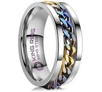 King Ring Bague tournante de 8 mm - Bague Fidget pour homme et femme - Conçue aux États-Unis, 8, Métal Acier inoxydable Titane, Aucune pierre précieuse