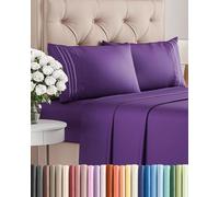 King Size 4 Piece Sheet Set - Comfy Breathable & Cooling Bed Sheets Set - Hotel Luxury Bedding for Women, Men, Kids, Teens, Boys & Girls - Deep Pockets, Ultra-Soft, Wrinkle Free - Oeko-Tex - Purple