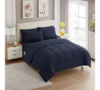 King Size Comforter Set with Sheets - 7-Piece Bedding Collection - 1 Comforter, 1 Fitted Sheet, 1 Flat, 4 Pillowcases - Deep Pocket - Soft & Premium Quality - Ideal for All Seasons, Navy Blue