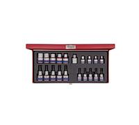 KING TONY 7120PR01 Coffret de Douilles Torx® et Resistorx® avec Accessoires, Set de 20, 0.375/0.5"