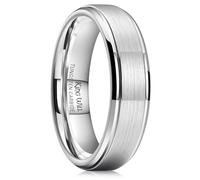 King Will Alliance classique en tungstène pour homme, largeurs 6/7/8/9/10 mm, finition polie bord étagé anneaux mats ajustement confortable, 8, Métal, Pas de pierre précieuse