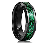 King Will Alliance confortable en carbure de tungstène Dragon 8 mm/6 mm Rouge/bleu/vert/orange/violet/argent/noir/azure/Mazarine Dragon celtique pour homme, O 1/2(55.7mm), Tungstène, Aucune pierre