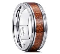 King Will Alliance confortable en titane pour homme et femme avec incrustation en bois de koa, 8 mm, taille 12