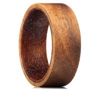 King Will Alliance en bois de santal doré de 8 mm pour homme avec bords en ébène noir/incrustation de sable/feuille d'aluminium, fabriquée à la main, coupe confortable