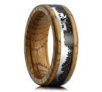 King Will Alliance en bois de santal doré de 8 mm pour homme avec bords en ébène noir/incrustation de sable/feuille d'aluminium, fabriquée à la main, coupe confortable
