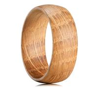 King Will Alliance en bois de santal doré de 8 mm pour homme avec bords en ébène noir/incrustation de sable/feuille d'aluminium, fabriquée à la main, coupe confortable