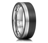 King Will Alliance en carbure de tungstène 6 mm 8 mm Or rose Noir et argent brossé Bords plats/biseautés Ajustement confortable, Carbure de tungstène, Aucune pierre précieuse