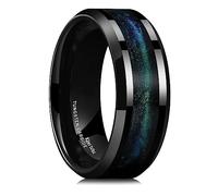 King Will Alliance en carbure de tungstène pour homme - 8 mm - Incrustation noire hautement polie, bleu, vert, sable, mer, désert, étoile pour un usage quotidien, coupe confortable P (8), P