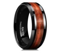 King Will Alliance en carbure de tungstène pour homme - 8 mm, incrustation noire hautement polie, bleu, vert, rouge, sable, mer, désert, étoile pour un usage quotidien, ajustement confortable, P 1/2