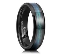 King Will Alliance en carbure de tungstène pour homme - 8 mm, incrustation noire hautement polie, bleu, vert, rouge, sable, mer, désert, étoile pour un usage quotidien, ajustement confortable, Carbure