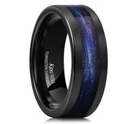 King Will Alliance en carbure de tungstène pour homme - 8 mm - Marron - Plaqué café et camouflage - Moka vert sable - Insert en cuivre - Bague de fiançailles - Coupe plate - Brossée - Confortable