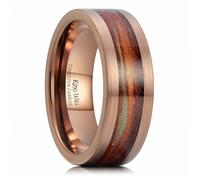 King Will Alliance en carbure de tungstène pour homme - 8 mm - Marron - Plaqué café et camouflage - Moka vert sable - Insert en cuivre - Bague de fiançailles - Coupe plate - Brossée - Confortable