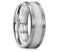 King Will Alliance en carbure de tungstène pour homme - 8 mm - Marron - Plaqué café et camouflage - Moka vert sable - Insert en cuivre - Bague de fiançailles - Coupe plate - Brossée - Confortable
