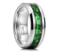 King Will Alliance en carbure de tungstène pour homme - 8 mm - Noir poli miroir - Incrustation sable bleu-vert - Port confortable - Pour homme, 54.3 (17.3), Métal non précieux, Pas de pierre précieuse