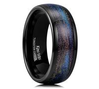 King Will Alliance en carbure de tungstène pour homme - 8 mm - Noire - Avec incrustation de sable violet et bleu - Surface brillante bombée - Adaptée au quotidien - Comfort Fit 69,7