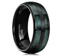 King Will Alliance en carbure de tungstène pour homme et femme - 8 mm de largeur - Noir/doré/argenté avec incrustation en bois d'érable naturel - Design bombé - Taille 6-14, Tungstène, Aucune pierre