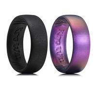 King Will Alliance en silicone pour homme - Bague ultra fine de 1,8 mm avec paillettes métalliques multicolores | Design intérieur confortable | Bague en caoutchouc hypoallergénique pour salle de