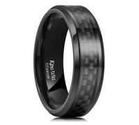 King Will Alliance en titane pour homme avec incrustation en fibre de carbone Noir Taille 10 7 mm