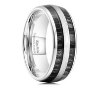King Will Alliance en tungstène pour homme - 8 mm - Avec insert en ébène noir - Finition polie et brossée - Résistante - 54,3 (17,3)