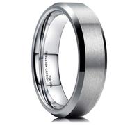 King Will Alliance Homme Argentée 6 mm - Surface Mate Brossée, Bords Biseautés Polis, 62.2 (19.8)
