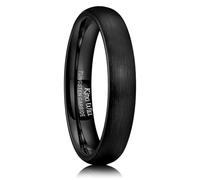 King Will Alliance Noire 4 mm en Carbure de Tungstène - Bague Bombée Brossée, Comfort Fit, Durable, 59.4 (18.9)