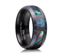 King Will Alliance pour homme en acier inoxydable 8 mm - Modèle rotatif ou basique - Noir/gris/argenté/doré - Avec motif recque, rune ou arbre de vie - Ajustement confortable, 59.4 (18.9), Acier