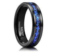 King Will Alliance pour homme en carbure de tungstène noir/argent 6 mm 8 mm avec feuilles bleues, rouges, or, violettes/incrustations fragmentées, bord biseauté, Carbure de tungstène, Aucune pierre