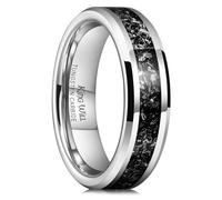 King Will Alliance pour homme en carbure de tungstène noir/argent 6 mm 8 mm avec incrustation de fragments bleus, rouges, dorés, violets, bords biseautés
