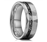 King Will Alliance pour homme en tungstène argenté, 8 mm, avec insert météorite et aspect martelé pour un usage quotidien | Collection Galaxy 69.7 (22,2)