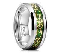 King Will Alliances en tungstène argenté de 8 mm pour homme et femme avec incrustation, bord biseauté, nœud celtique, coupe confortable, hypoallergénique, durable, taille 59,4