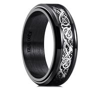 King Will Bague anti-stress en acier inoxydable avec motif dragon celtique incrusté de fibre de carbone Bleu/rouge/violet 8 mm Pour homme et femme, P 1/2(56.97mm), Acier inoxydable, Aucune pierre