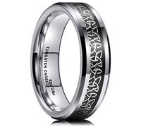 King Will Bague classique en carbure de tungstène avec incrustation nœud celtique, 6 mm, bague de fiançailles pour homme, coupe confortable, taille 59,4