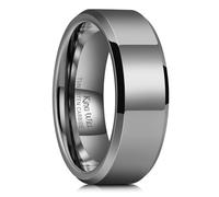 King Will Bague de fiançailles en carbure de tungstène 6 mm/7 mm/8 mm pour homme, argent/noir/gris acier Promesse, ajustement confortable, bords biseautés/bords droits, Z+1(69.74mm), Carbure de
