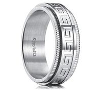 King Will Bague de mariage en acier inoxydable pour homme 8 mm Noir plaqué or grec idget Ring, V 1/2(64.64mm), Acier inoxydable, Pas de pierre précieuse
