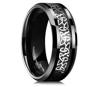 King Will Bague de mariage en acier inoxydable tungstène de 8 mm pour homme - Motif nœud viking/celtique avec incrustation en fibre de carbone | Alliance confortable, cadeau d'anniversaire de mariage