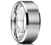 King Will Bague de mariage en argent pour homme, 8 mm, surface mate brossée, bord biseauté poli, ajustement confortable, taille 69,7