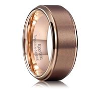 King Will Bague de mariage en carbure de tungstène plaqué or rose avec bord gradué 8 mm marron brossé 69,7 (22,2)