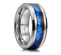 King Will Bague de mariage pour homme en carbure de tungstène 6 mm/8 mm noir/argent/or avec incrustations de feuilles bleues, rouges, dorées, violettes et oranges, bord biseauté, V 1/2(64.64mm