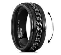 King Will Bague en acier inoxydable 316L pour homme et femme - 8 mm de largeur avec incrustation élégante de chaîne - Bague rotative pour soulager le stress, alliance confortable - Taille 4 à 16, 11.5
