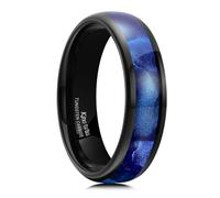 King Will Bague en carbure de tungstène de 6 mm pour homme et femme - Noir - Avec insert en coquillage coloré - Bord bombé - Surface polie - Bague de fiançailles décontractée - Coupe confortable, 59.4