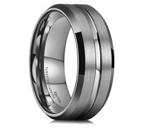 King Will - Bague en carbure de tungstène gris canon pour homme et femme, largeur 8 mm, avec rainure centrale, finition mate, ajustement confortable pour le travail et la vie quotidienne 59.4 (18.9)